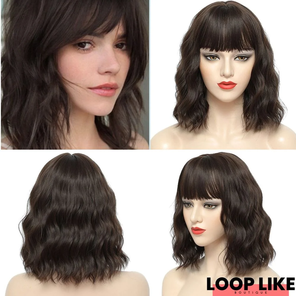 Simulation of Hair Ladies Wig Air Bangs Ripple Short Curly Hair