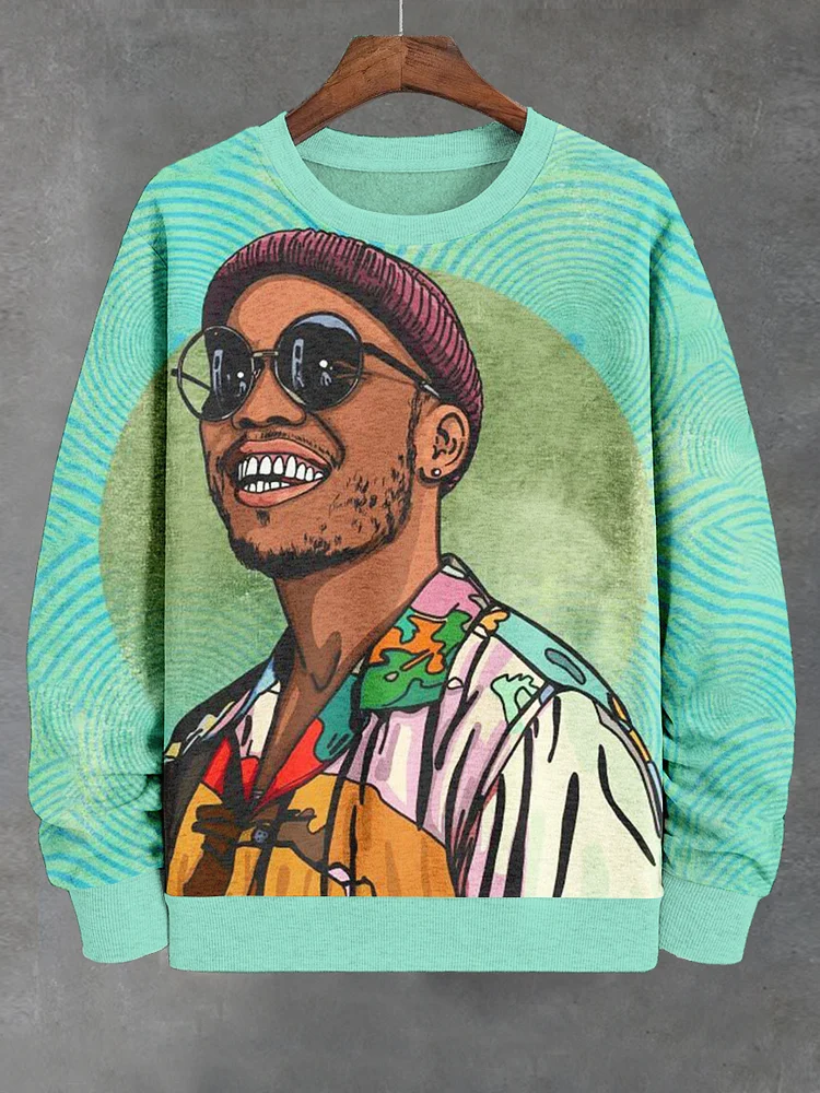 Men's Black Male Print Casual Sweatshirt