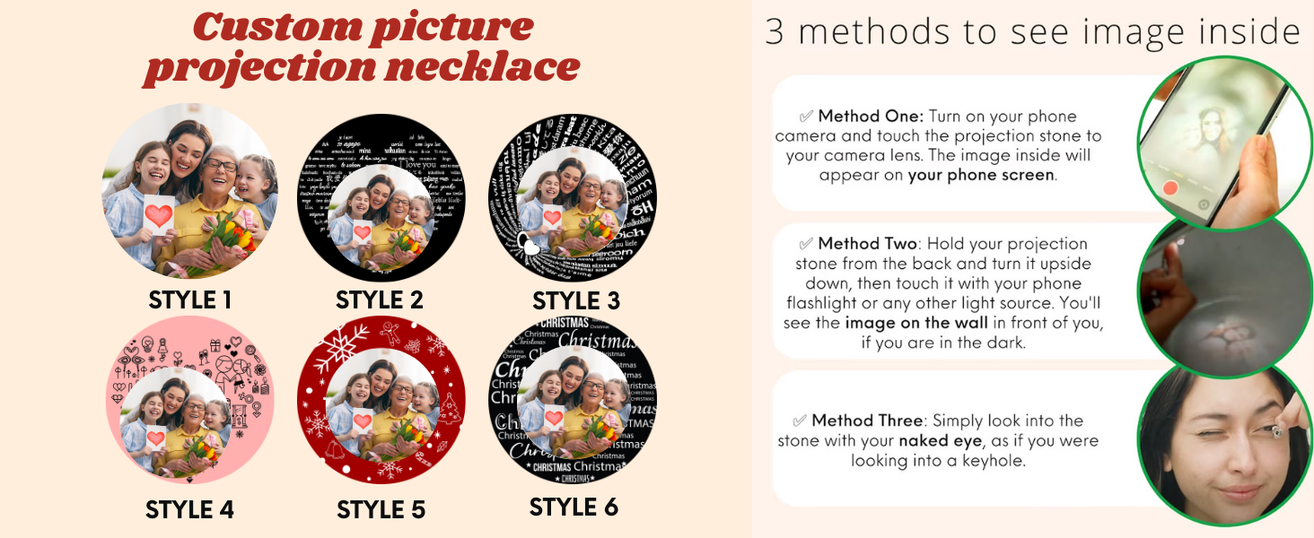 Duckbe Personalized Picture Projection Necklace Gift for Mom from Daughter and Son
