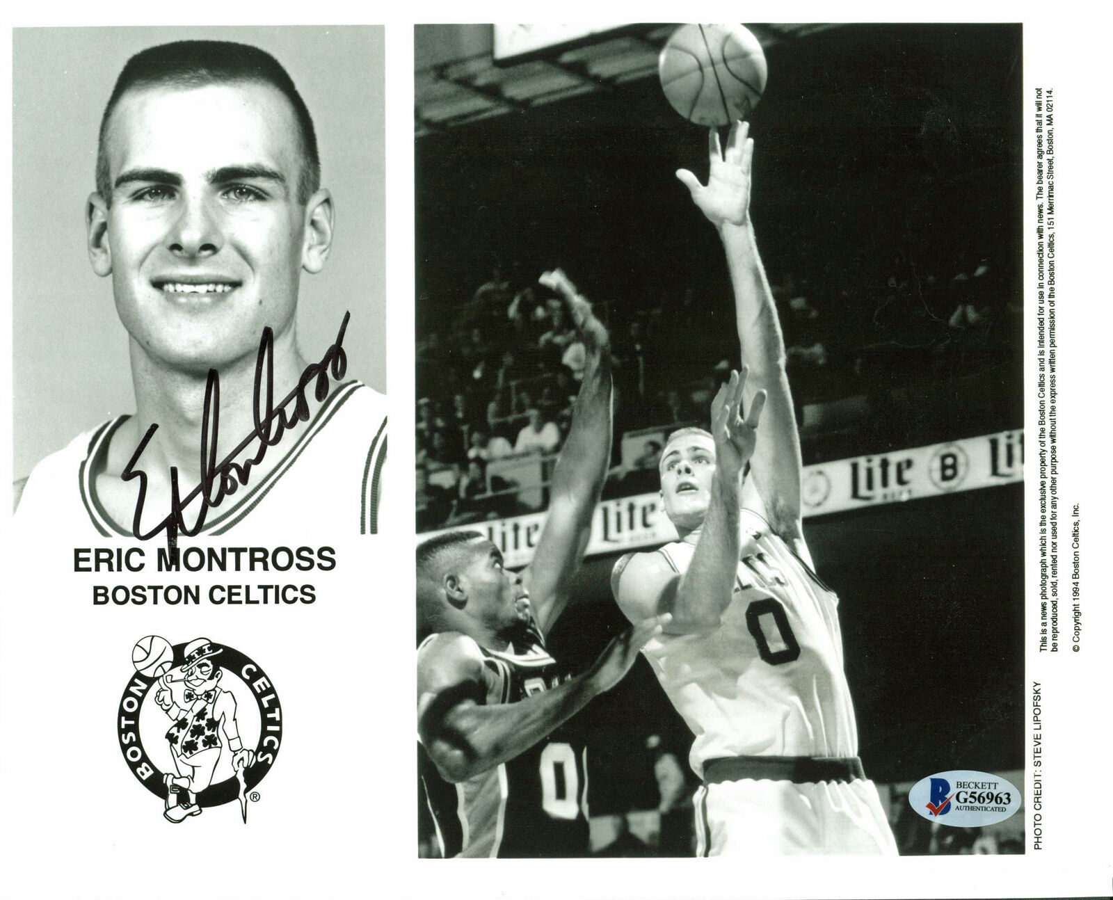 Celtics Eric Montross Authentic Signed 8x10 Photo Poster painting Autographed BAS #G56963