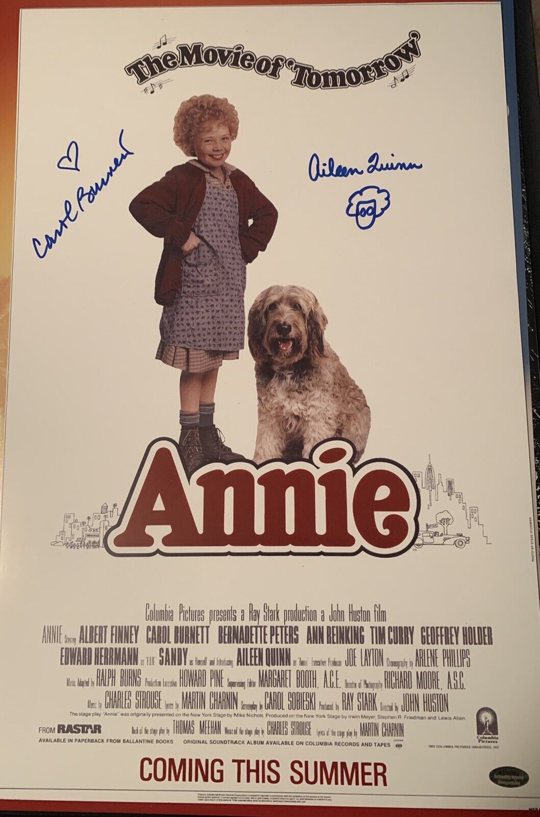 Aileen Quinn Carol Burnett Signed Auto Mini Movie Pistet Pic Photo Poster painting About 11x17