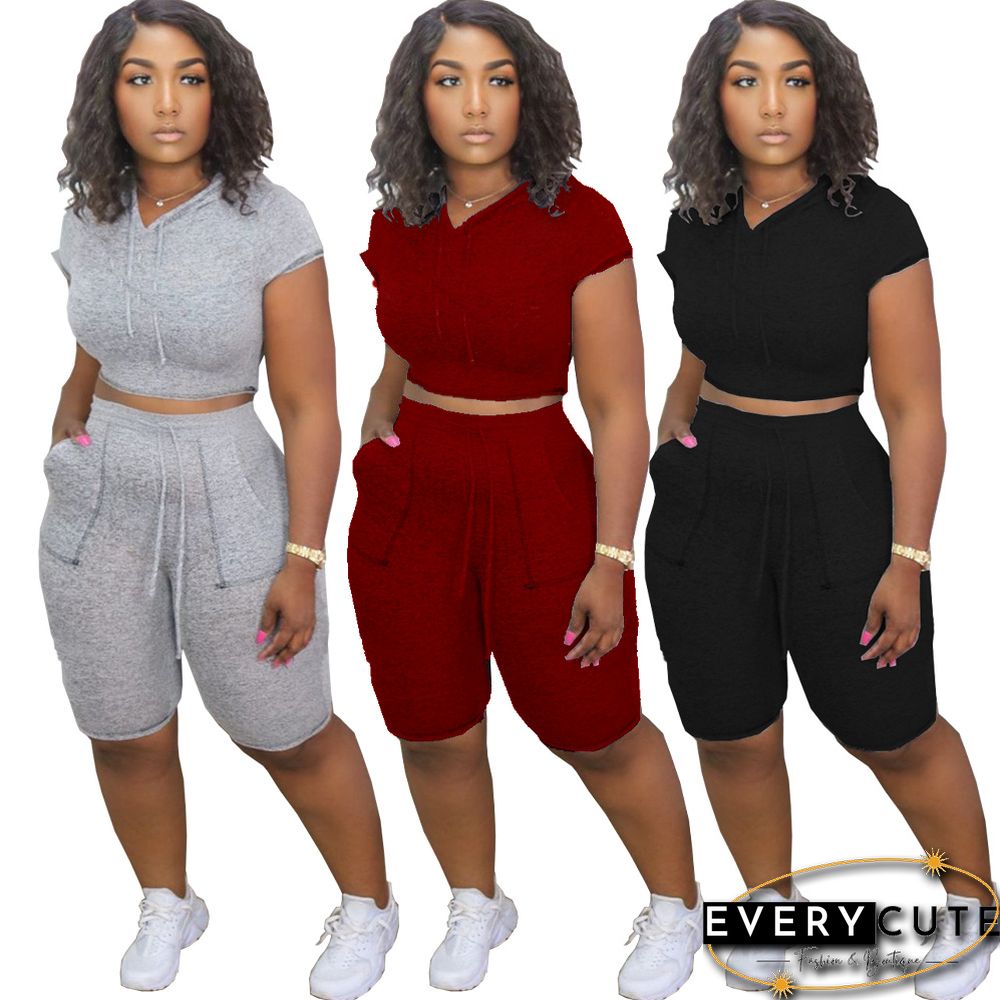 Women Fashion Printed Short Sleeve T-Shirts & Skinny Shorts Sets Two Pieces Outfits Crop Top And Short Pants Sets