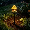 LED Solar Fairy-Tale Mushroom Cottage Garden Light Auto On/Off Resin Mushrooms Ground Decor Lights Weather-Proof Solar-Powered Resin Mushrooms Statue Lamp for Yard Patio Pathway Lawn Flower Bed