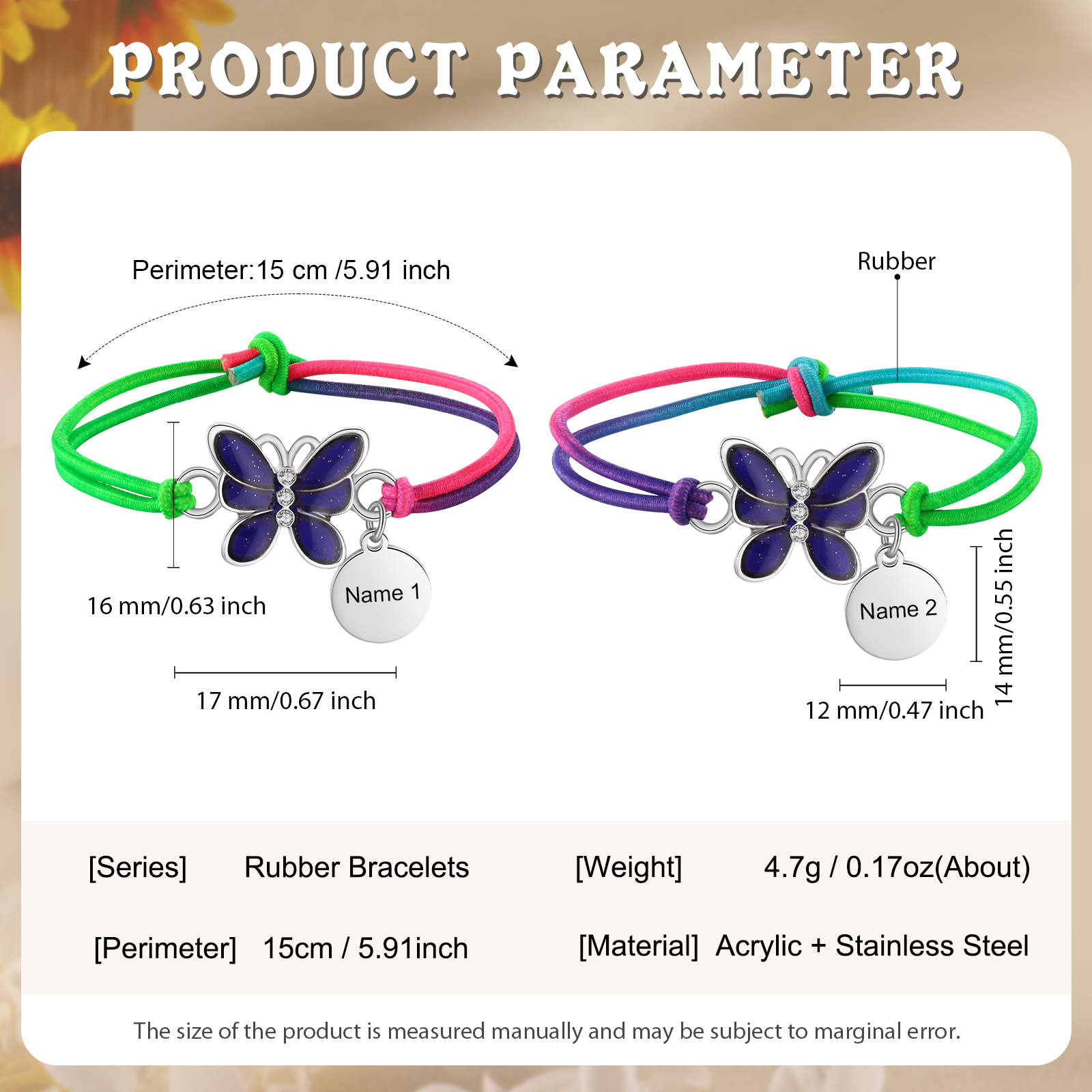 Custom 2 Names Bracelet Set 2 Pieces Hair Ties Back To School Gift for Girls Sisters Best Friends-Jessemade AU