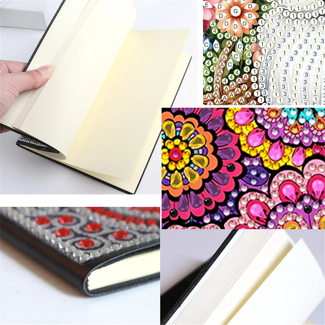 DIY Flower Diamond Painting Journals Notebooks 50 Pages A5 No Lines Special Shaped Diamond Art Kits for Beginners Craft Lovers and Artists (Mandala Pattern)