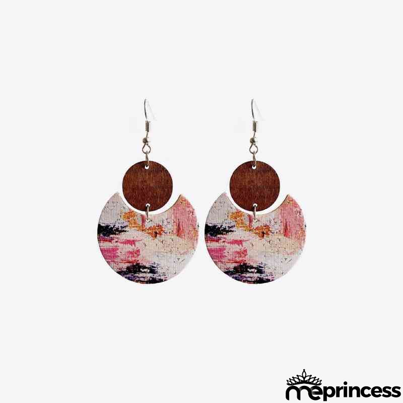 Wood & PU Drop Earrings