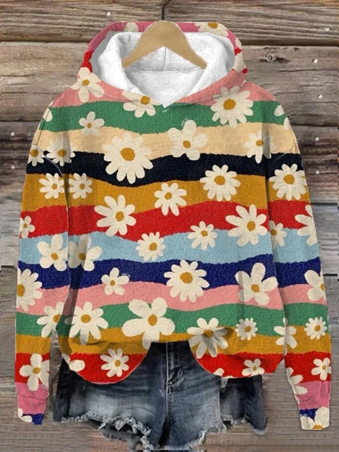 Vintage Floral Print Hoodie