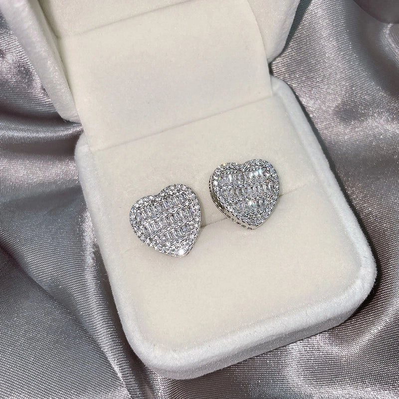 Copper 18K Gold Plated Imitation Gold  K Gold Plated Inlay Heart Shape Zircon Copper Jewelry Sets