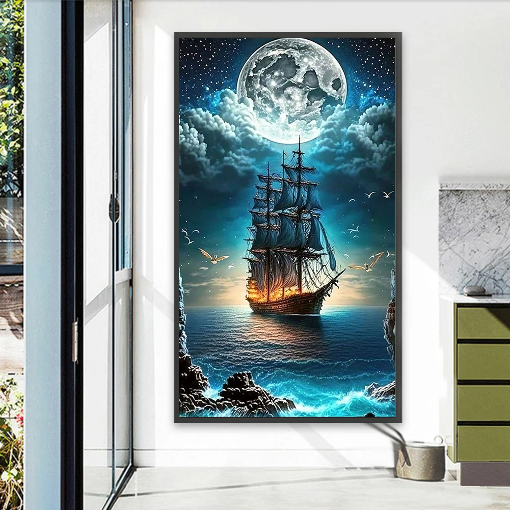 Partial AB Diamond Painting - Full Square Drill - Sailing Boat(Canvas|45*75cm)