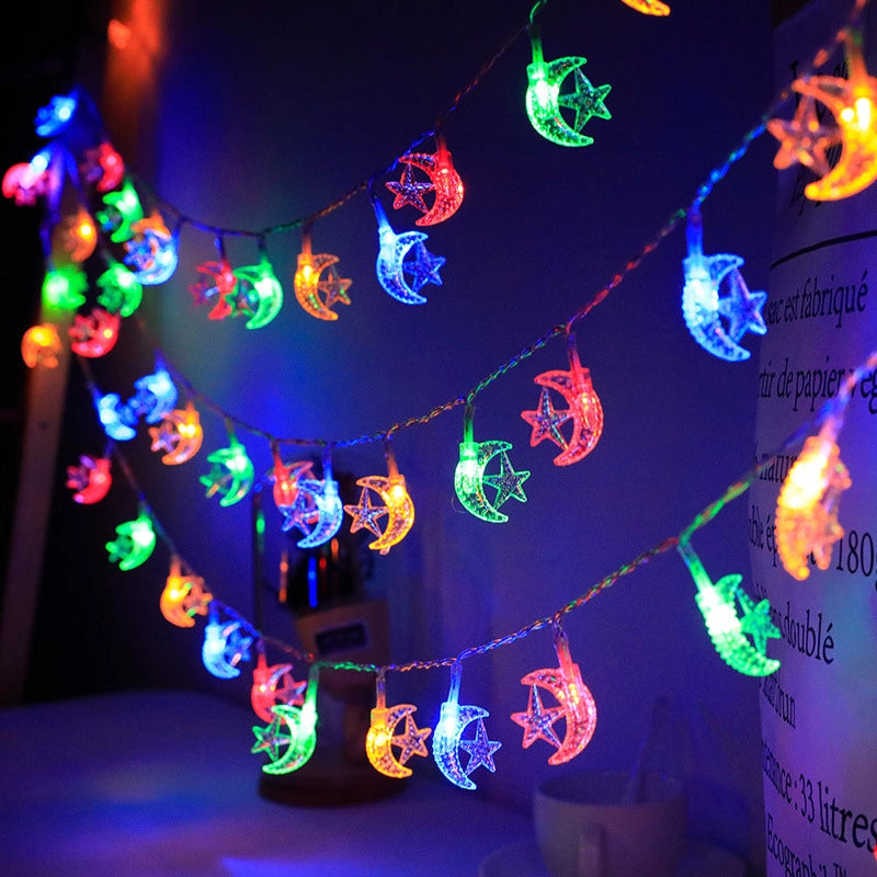 2 Pieces Birthday Fashion Star Moon Pvc Party String Lights