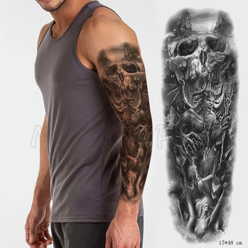 Waterproof Temporary Tattoo Sticker Full Arm Large Virgin Cross Tatoo Stickers Flash Fake Tattoos for Men Women