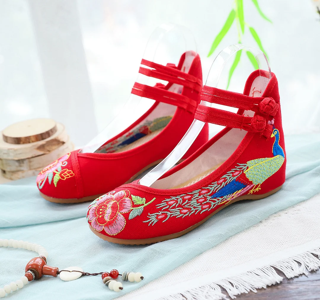 Zingj Zingj He Clothes With Embroidered Cloth Shoes Wedding Shoes Shallow Mouth Low Heel Spring And Autumn Women Single Shoes Dance Shoes