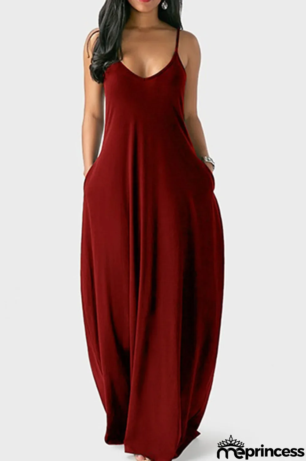 Black Milk. Fashion Sexy Casual Spaghetti Strap Sleeveless Slip Princess Dress Floor-Length Solid Dresses