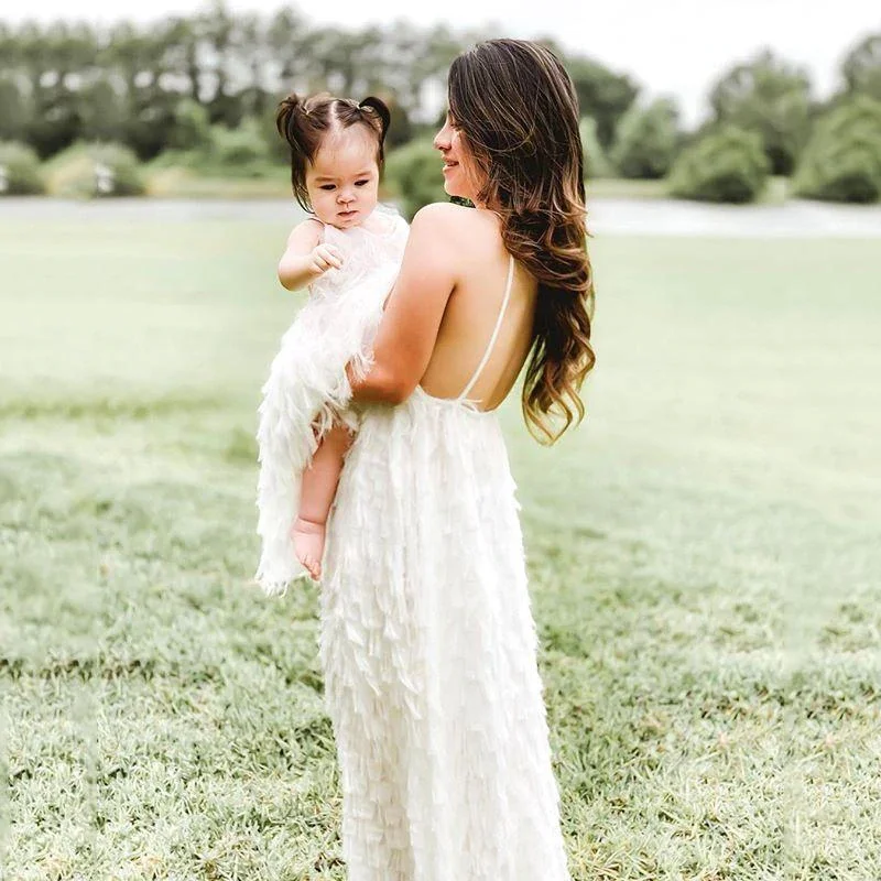 Mommy and Me elegant A Matching Dresses White Dresses