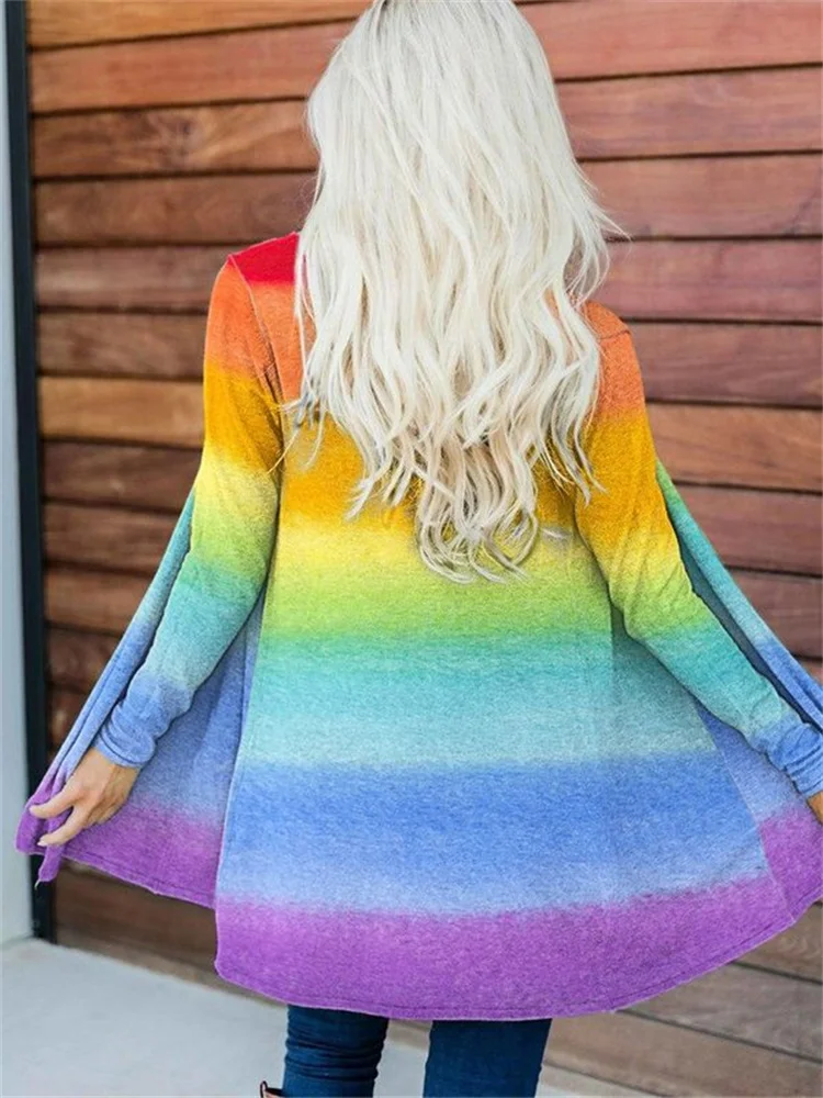 Colorful Rainbow Print Cardigan