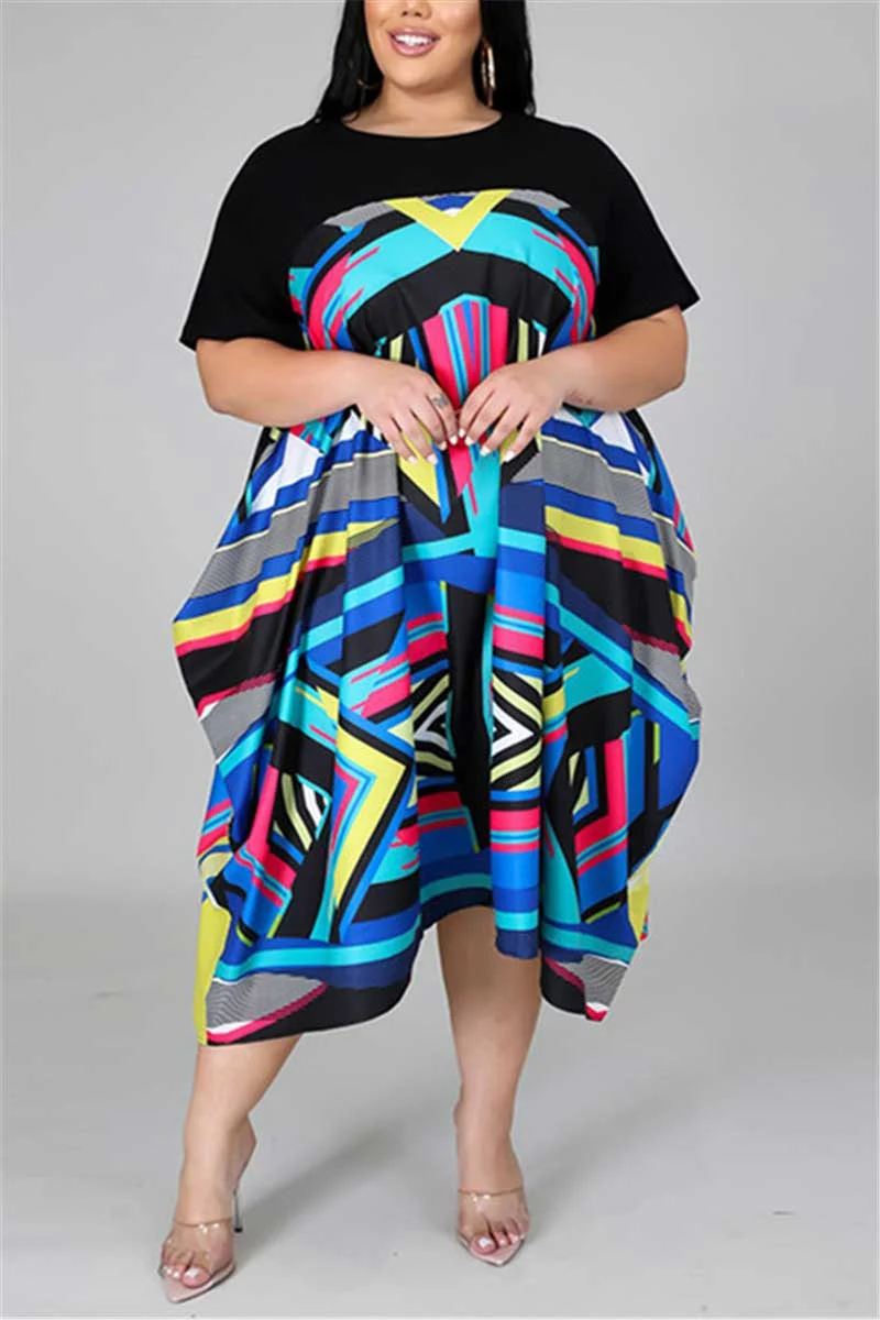 Casual Loose Printed Plus Size Dress