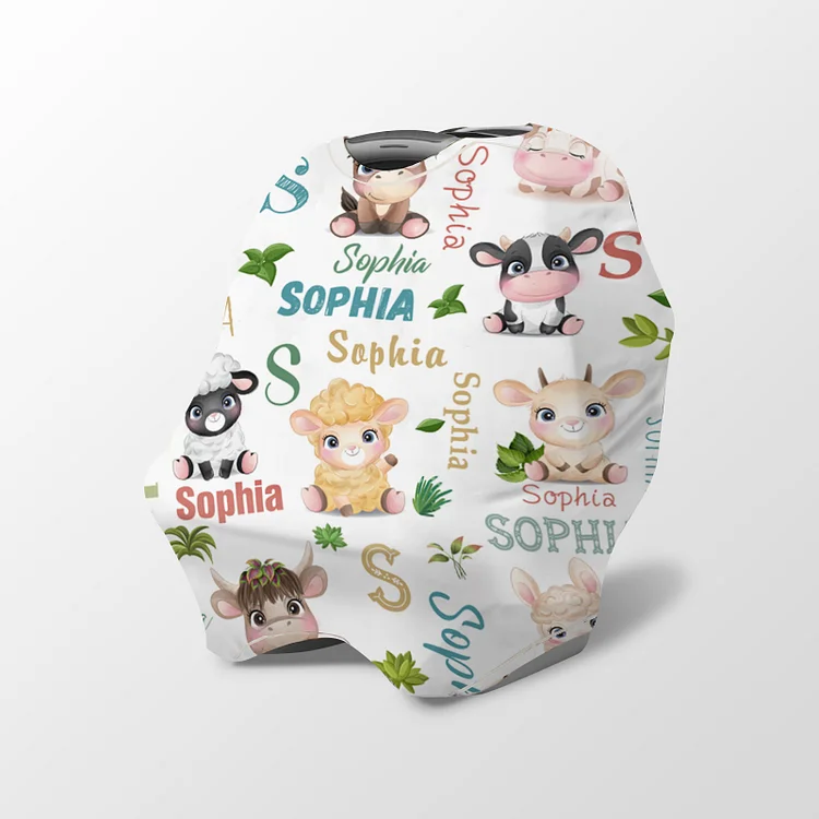 Personalized Farm Animals Cubs Baby Car Seat Canopy| Canopyl180
