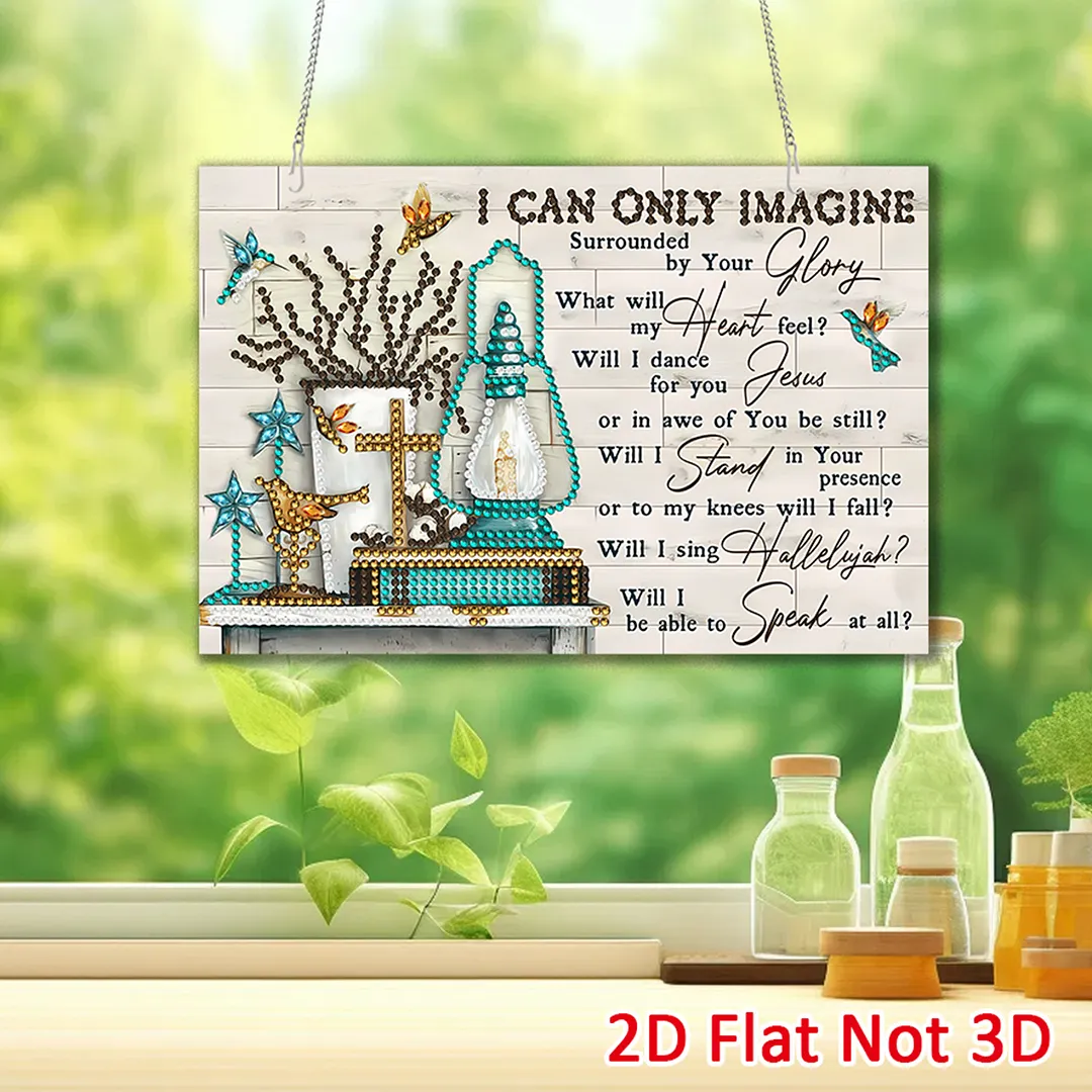 English Letters DIY 5D Round Drill Diamond Art Hanging Gem Painting for Decor