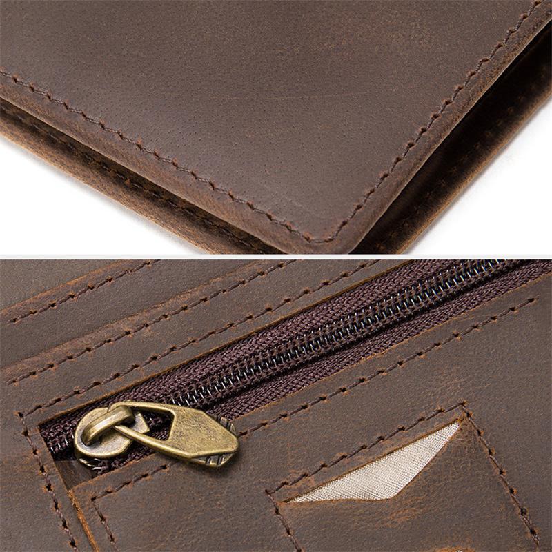 Anti-Scan RFID Design Genuine Leather Currency Pocket Coin Slot Lightweight Mini Wallet