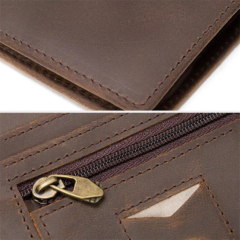 Anti-Scan RFID Design Genuine Leather Currency Pocket Coin Slot Lightweight Mini Wallet