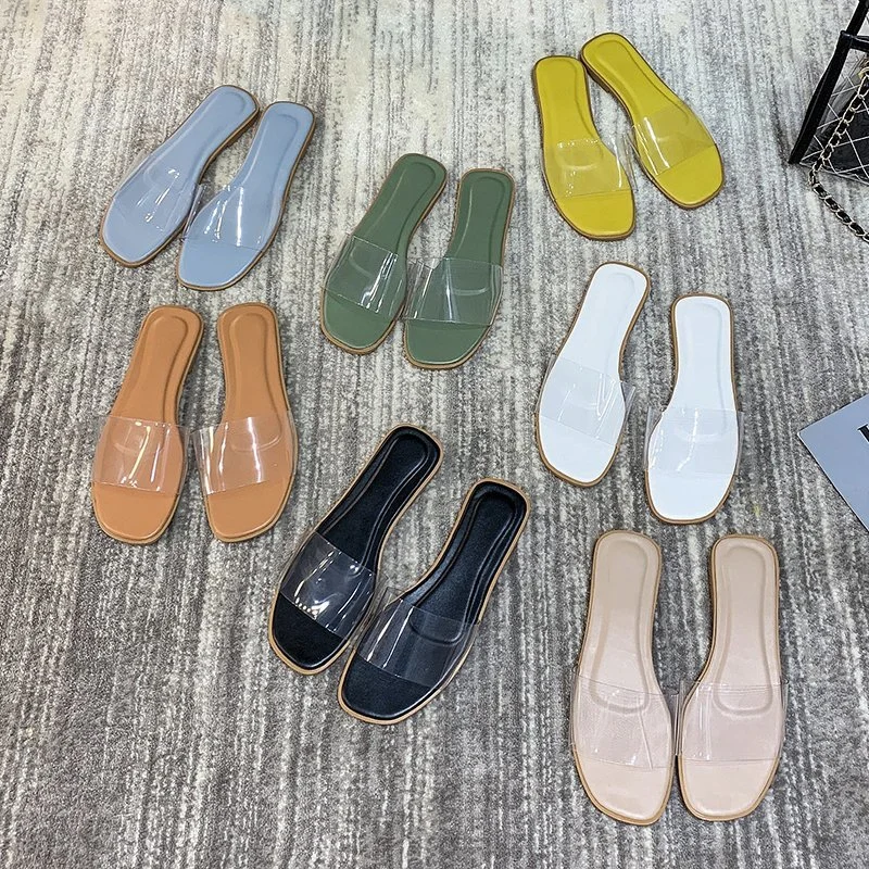 Transparent rubber flat slippers