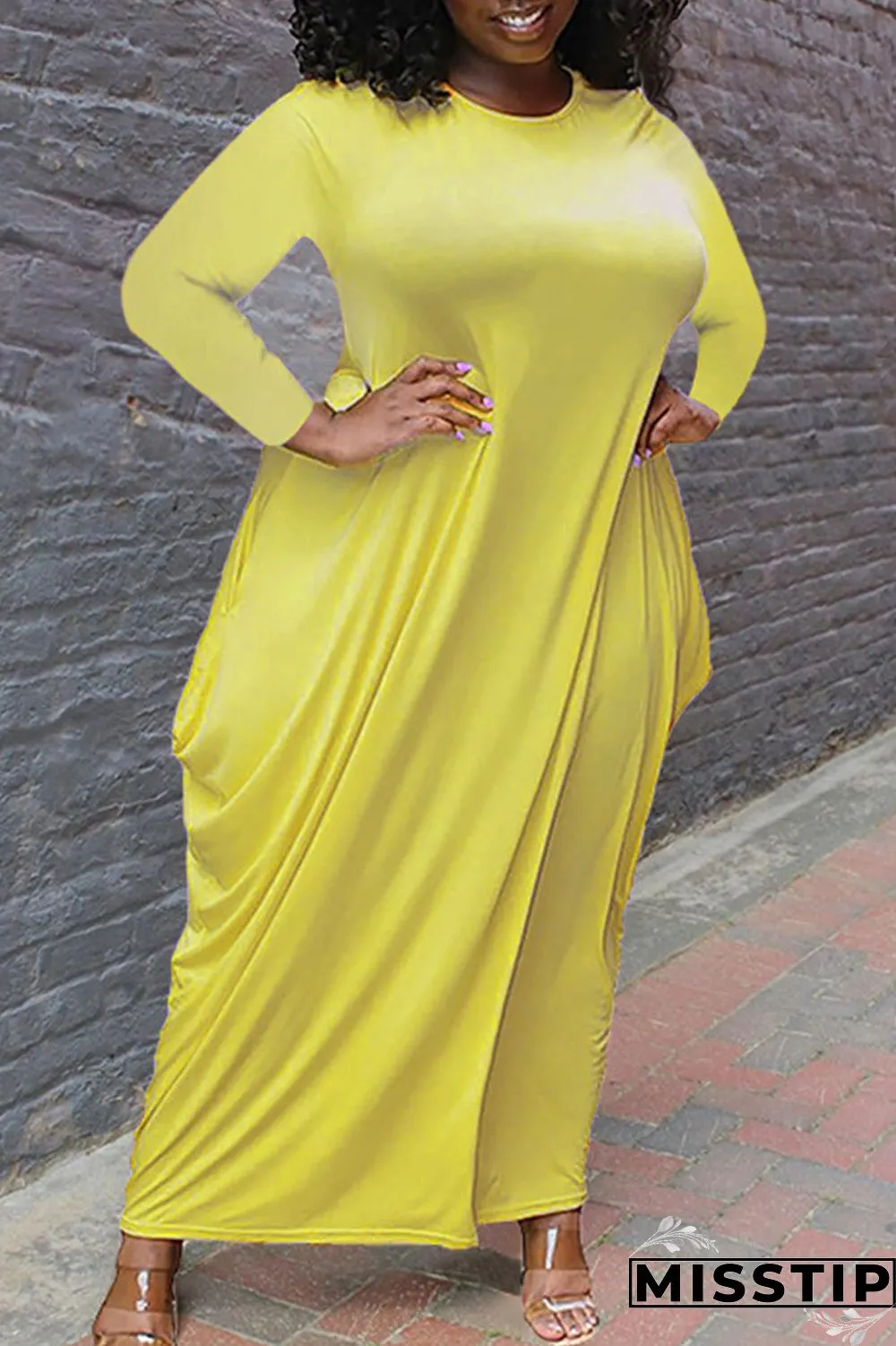 White Casual Solid Patchwork Asymmetrical O Neck Irregular Dress Plus Size Dresses