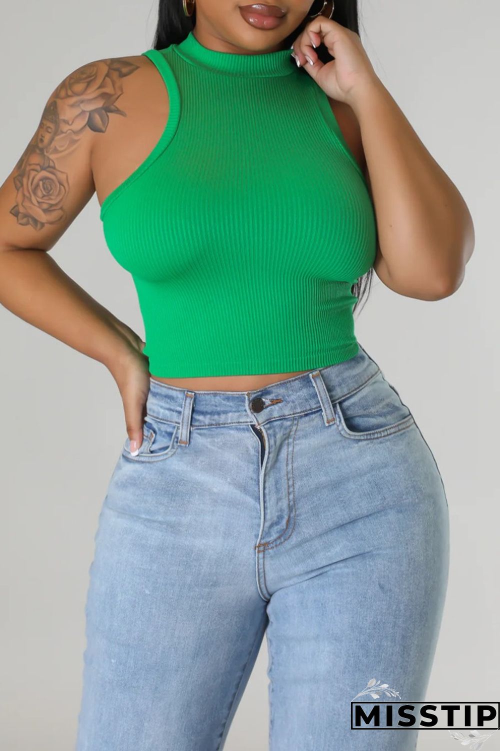 Black Casual Solid Basic Half A Turtleneck Tops