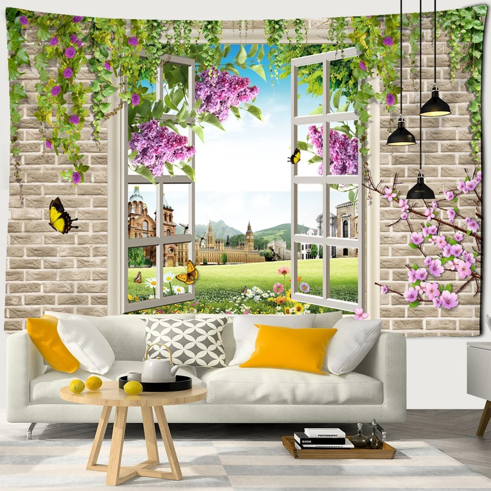 Beautiful Ancient Architecture Print Wall Hippie Tapestry Polyester Fabric Home Decor Wall Rug Carpets Hanging Big Couch Blanket