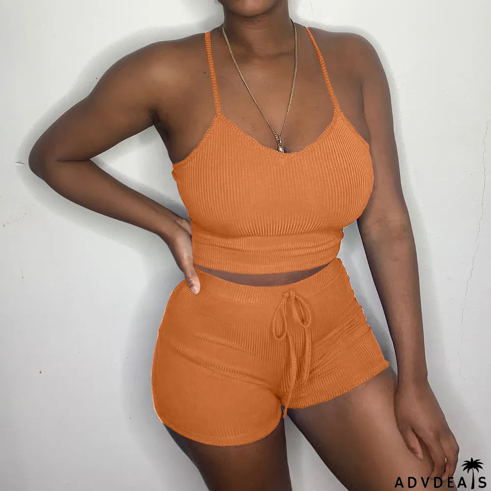 Fashion Sexy Camisole Shorts Suit