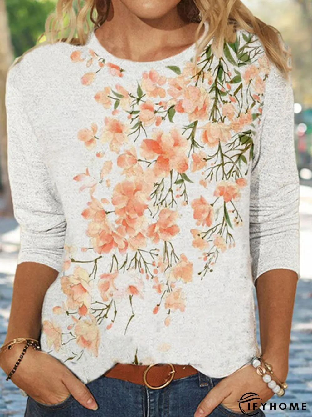Regular Fit Floral Crew Neck T-Shirt | IFYHOME