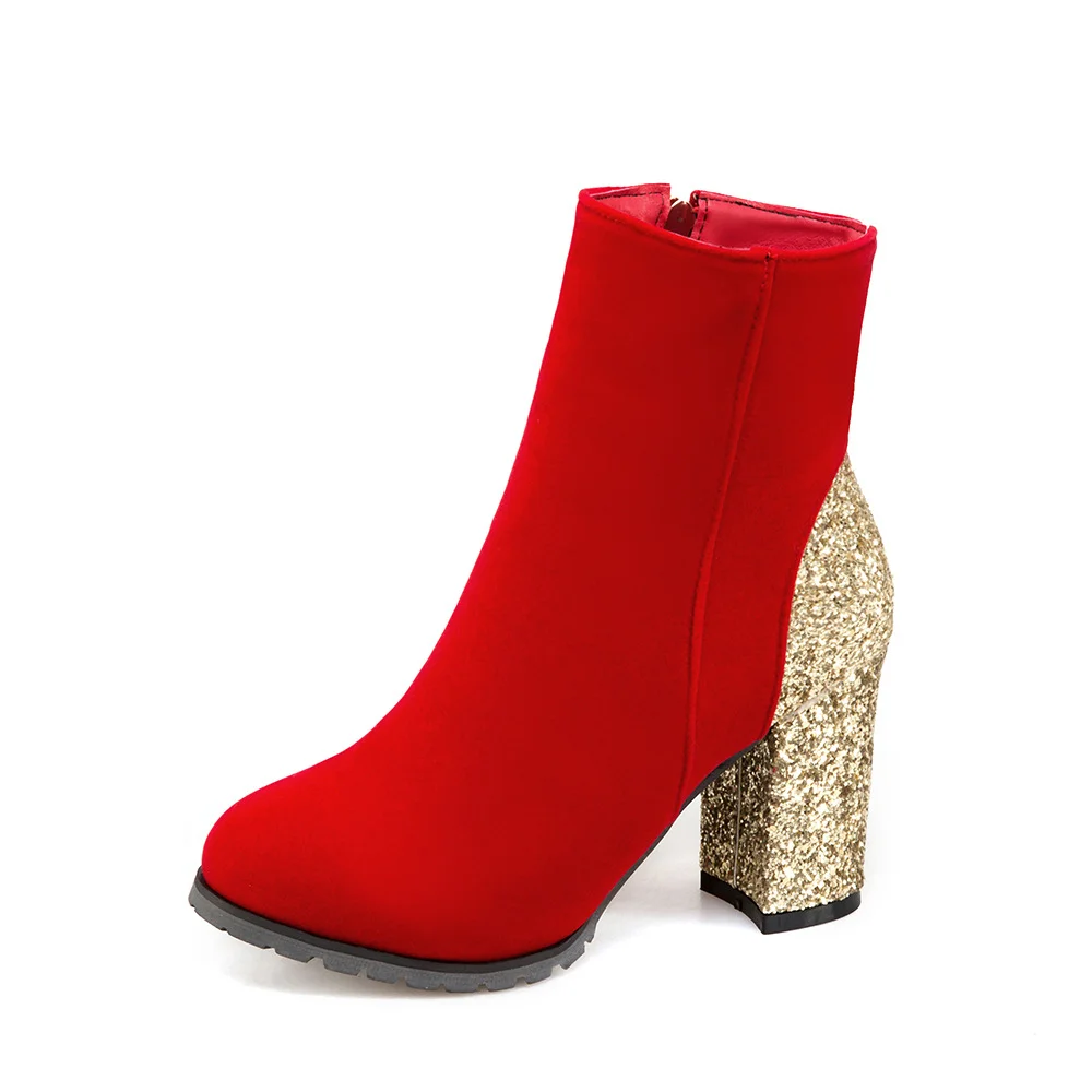 Tanguoant Tanguoant Ankle Boots Plus Size Thick Heel Women's Boots 31-50 Plus Size Suede Fall / Winter T3-2