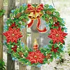DIY Diamond Painting Art Christmas Poinsettia Flower Hanging Craft Wreath With Lamp String Kit