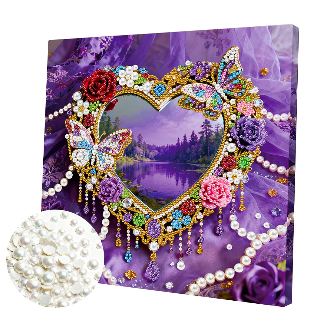 Heart DIY Pearl Art Diamond Painting Kit for Adult Home Decor 25x25cm With Frame