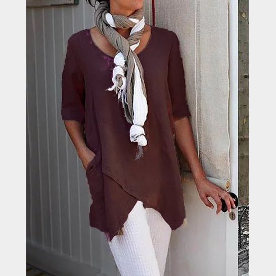 Casual Loose Cotton And Linen Blouse