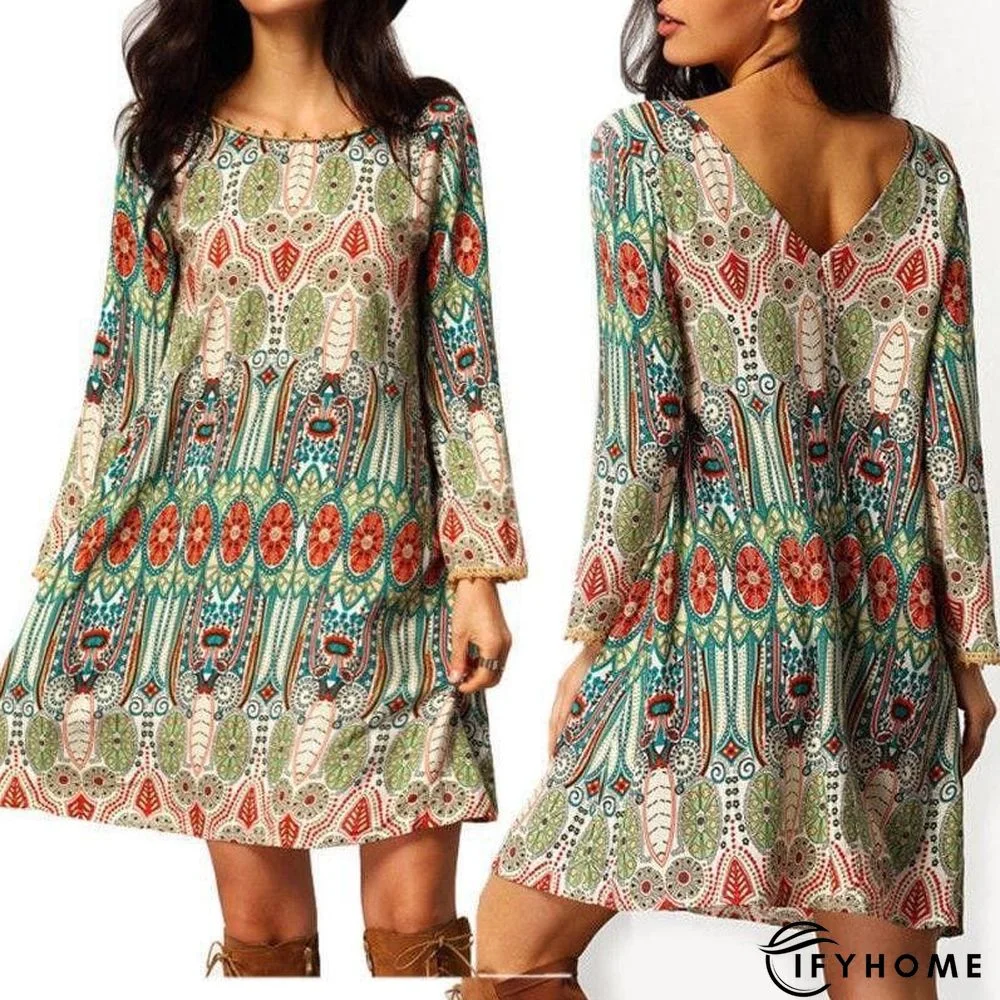 Women Floral Boho Chiffon Sundress Summer Beach Holiday Mini Dress | IFYHOME