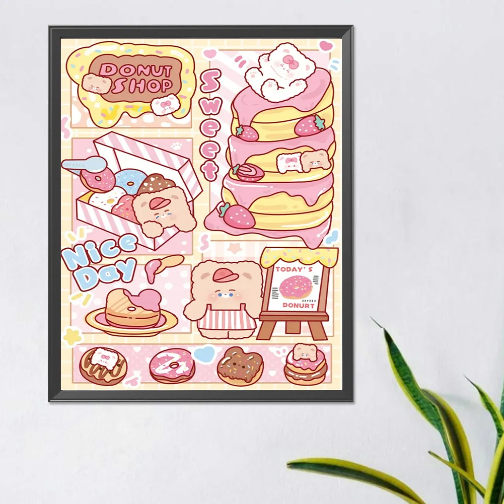 Full Round Diamond Painting 40*50cm - Cute Cartoon Bear Dessert Time