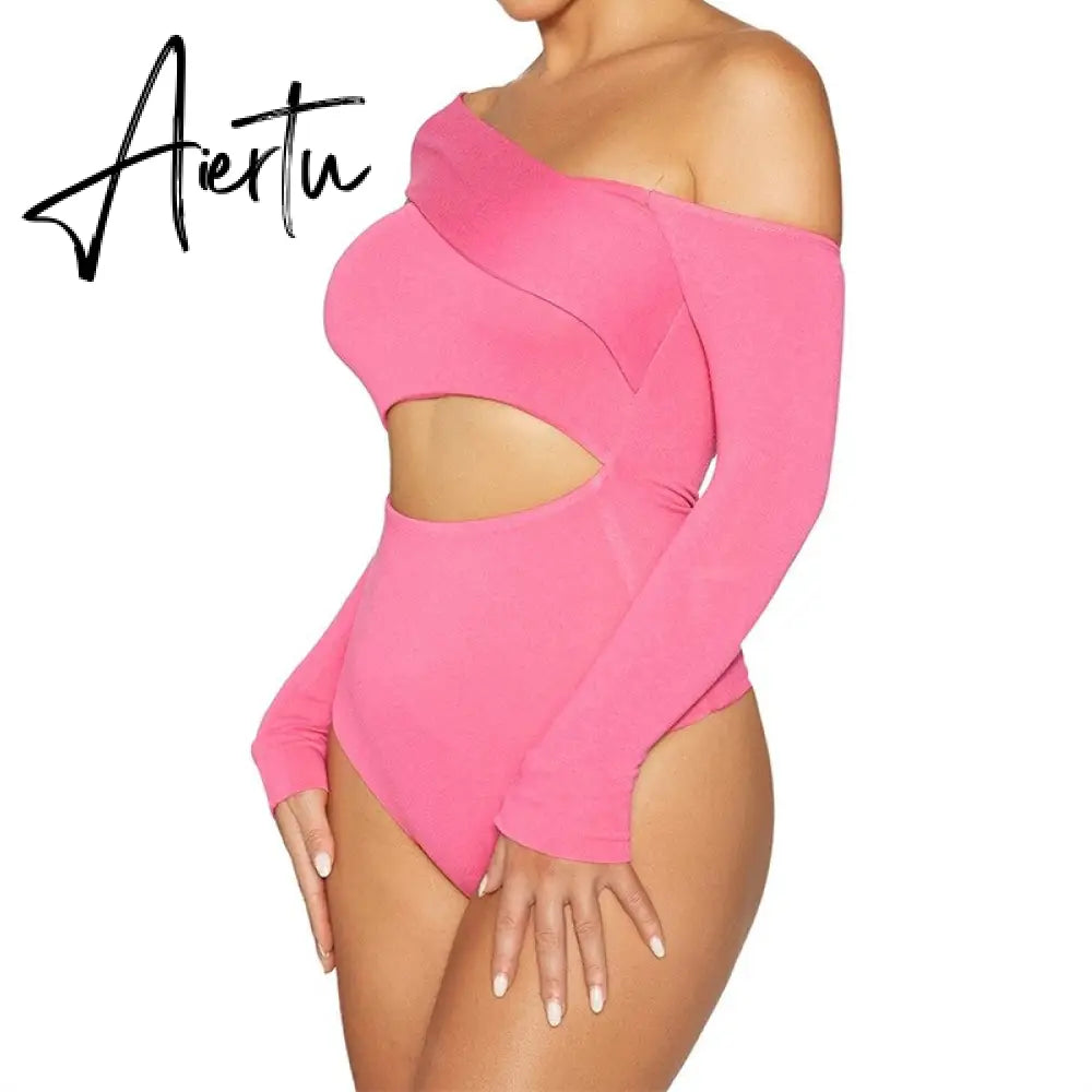 Aiertu Women Jumpsuit Fashion Sexy Hollow Out Long Sleeve Bodysuit Fall Clothes for Women Bandage Party Club Wear Outfits Aiertu