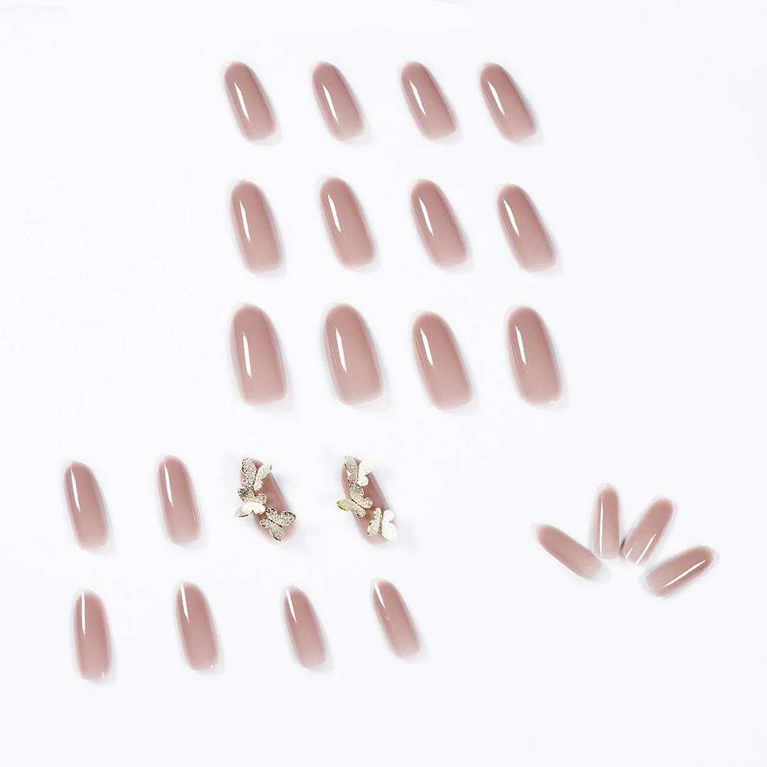 24pcs/Set Butterfly Fake Nails Full Cover Fake Nails Glue DIY Manicure Nail Art Tools-Nail Inspo