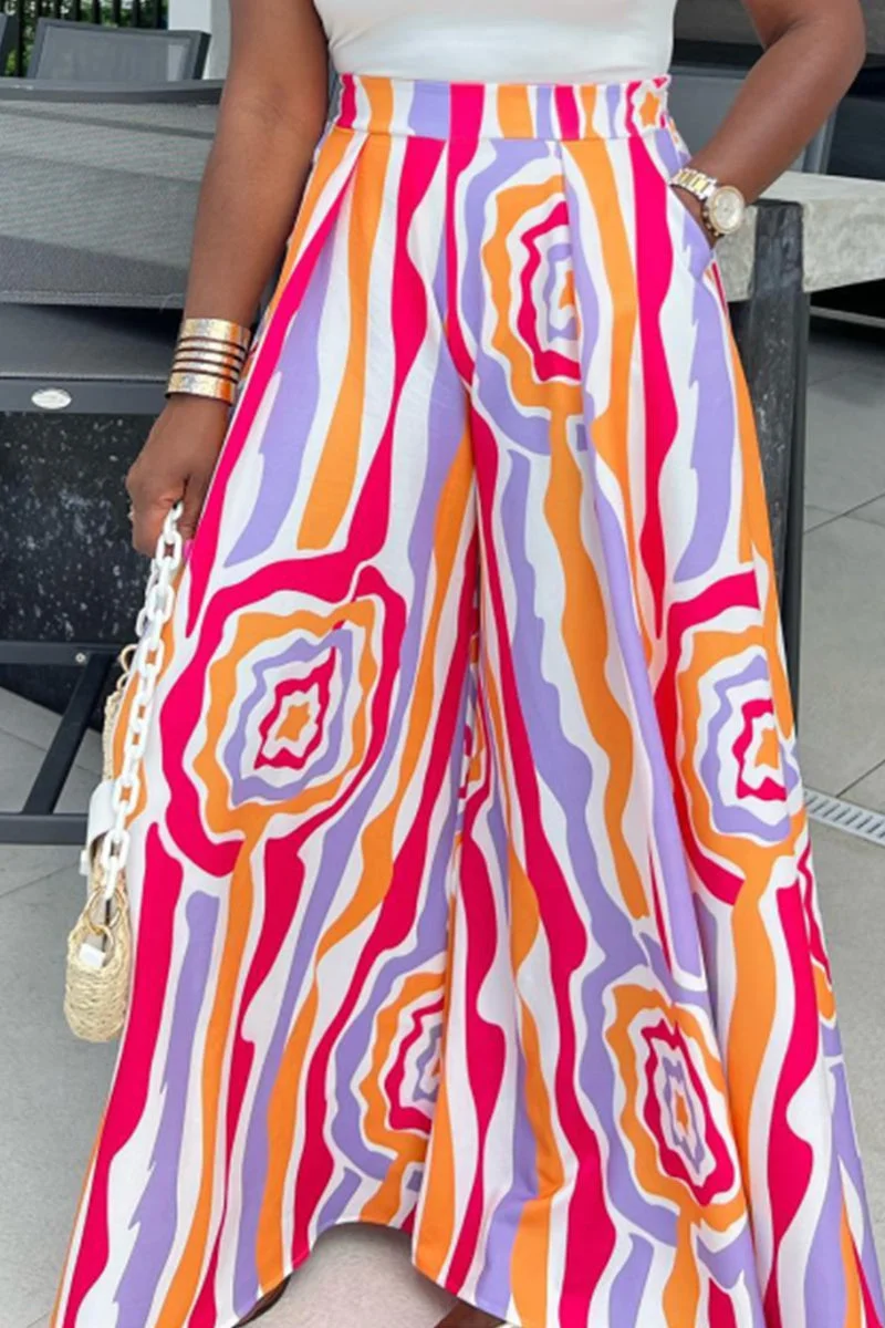 Fashion Print Loose Wide Leg Bottoms