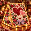 DIY Wooden Diamond Painting Pearl Tent House with Lights, Holiday Tabletop Art Craft Kit with String Lights, Christmas Home Decor Gift