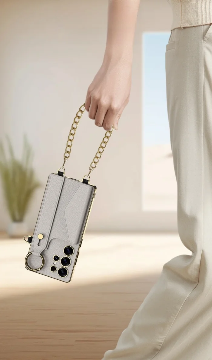Samsung S25Ultra card holder wrist strap crossbody phone case