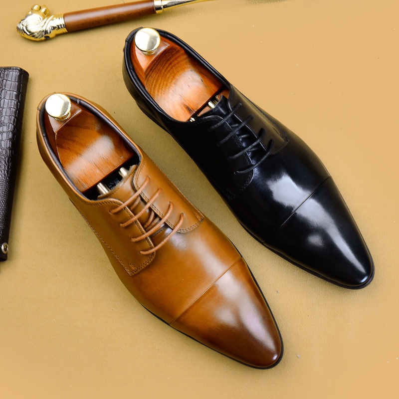 Leather Shoes Leather British Pointed Formal Men's Shoes