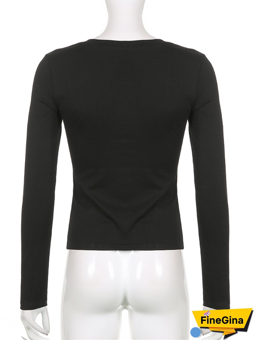 Vintage Patchwork T Shirts Y2K Skinny Aesthetic Black Tee Tops Streetwear Autumn Long Sleeves Tshirts 90S Cuteandpsycho