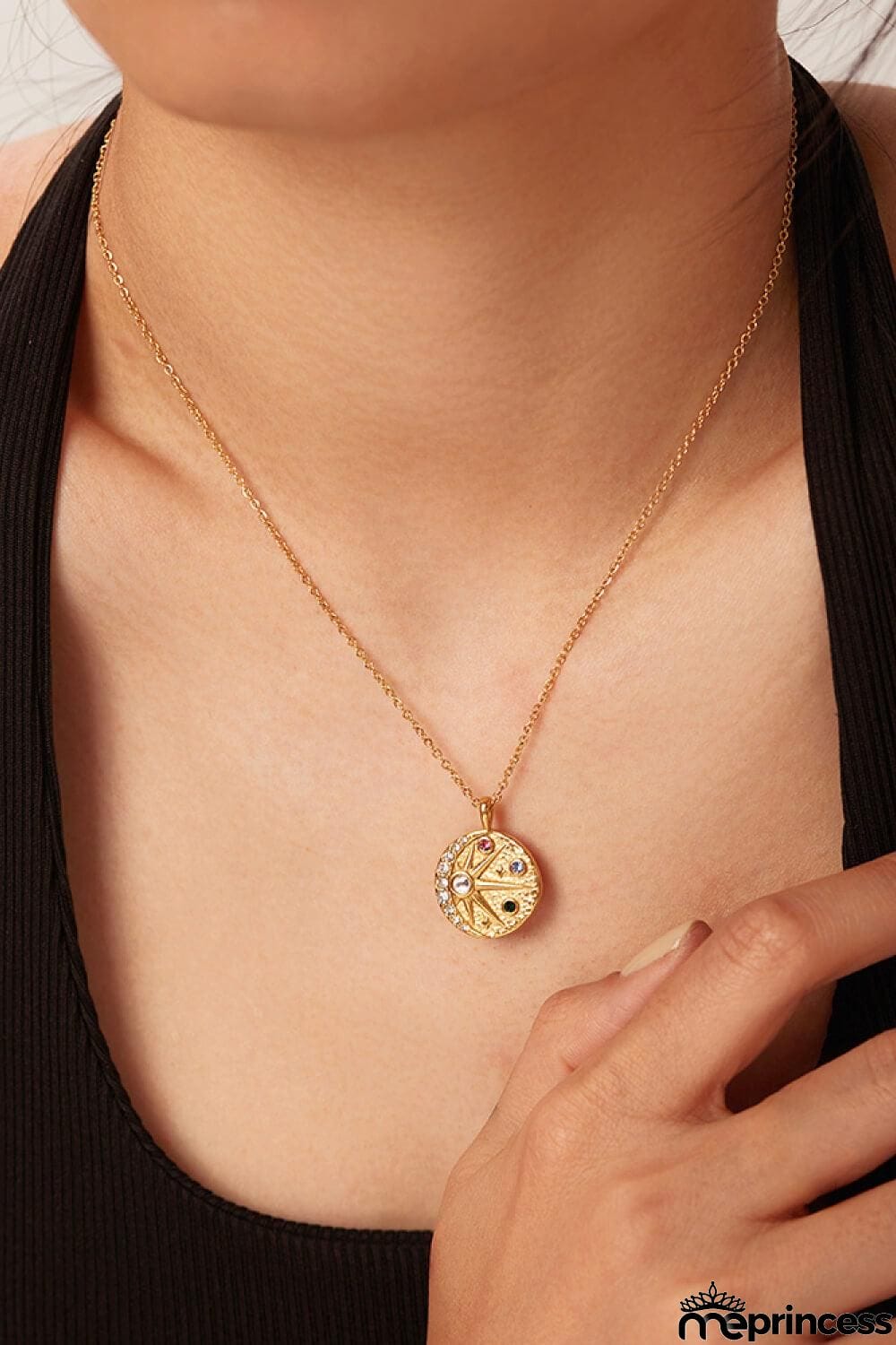 18K Gold Plated Inlaid Zircon Pendant Necklace