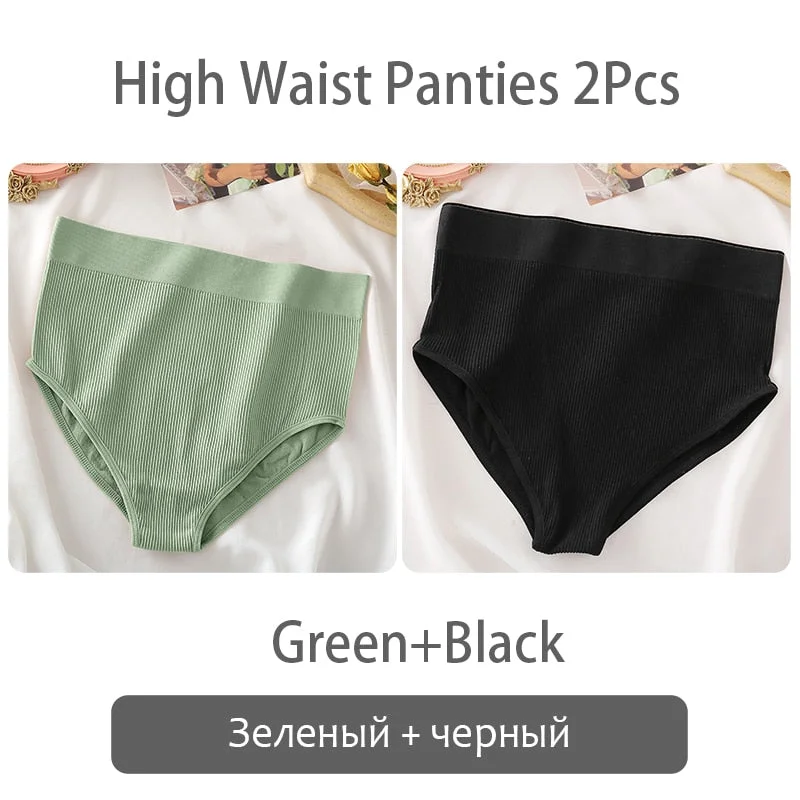 FINETOO Women High Waist Panties 2Pcs/set Seamless Shaper Underpants S-XL Girl Underwear Ladies Control Tummy Panty Lingerie New