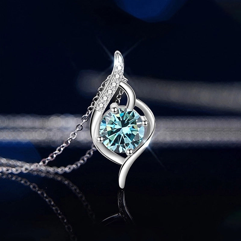 1.0ct Round 925 Sterling Silver 925 Sterling Silver Moissanite O-shaped Chain Plating Inlay Geometric Lab-Grown Diamond Necklace