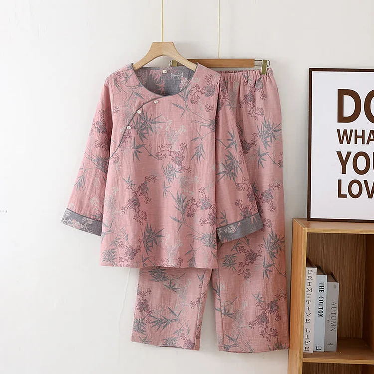 Pure Cotton Round-neck Bamboo Nightwear Set Radinnoo.com