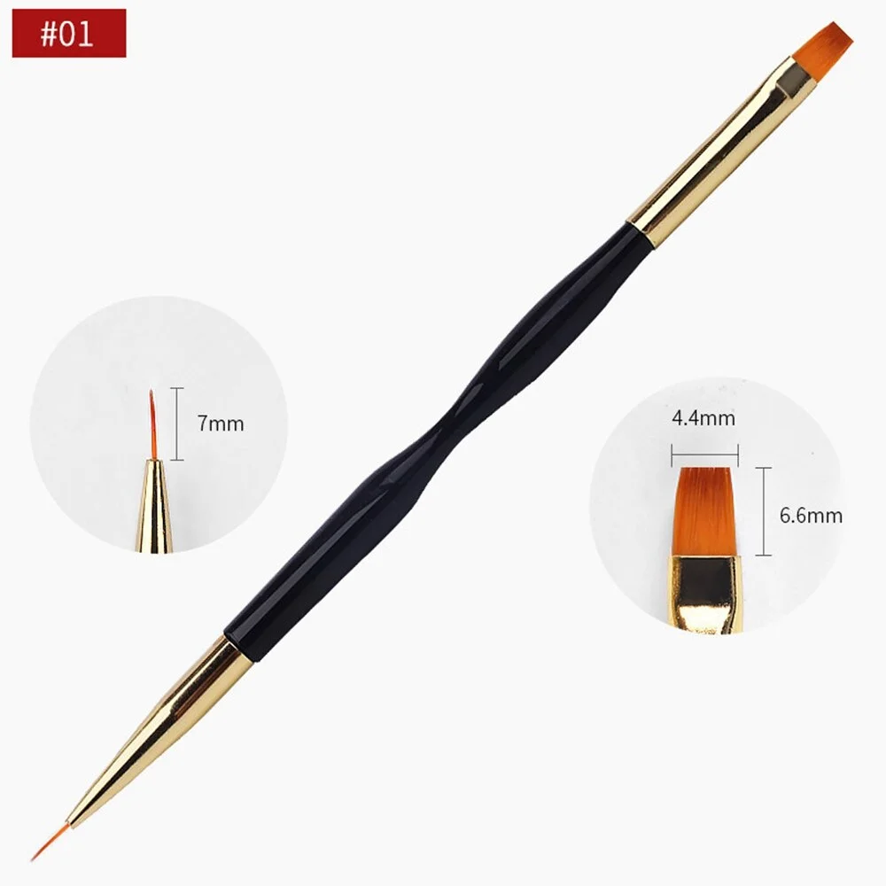 1PC Double Head Nail Art Liner Brush 3D Tips Manicuring Ultra-thin Line Drawing Pen UV Gel Brushes Painting Tools