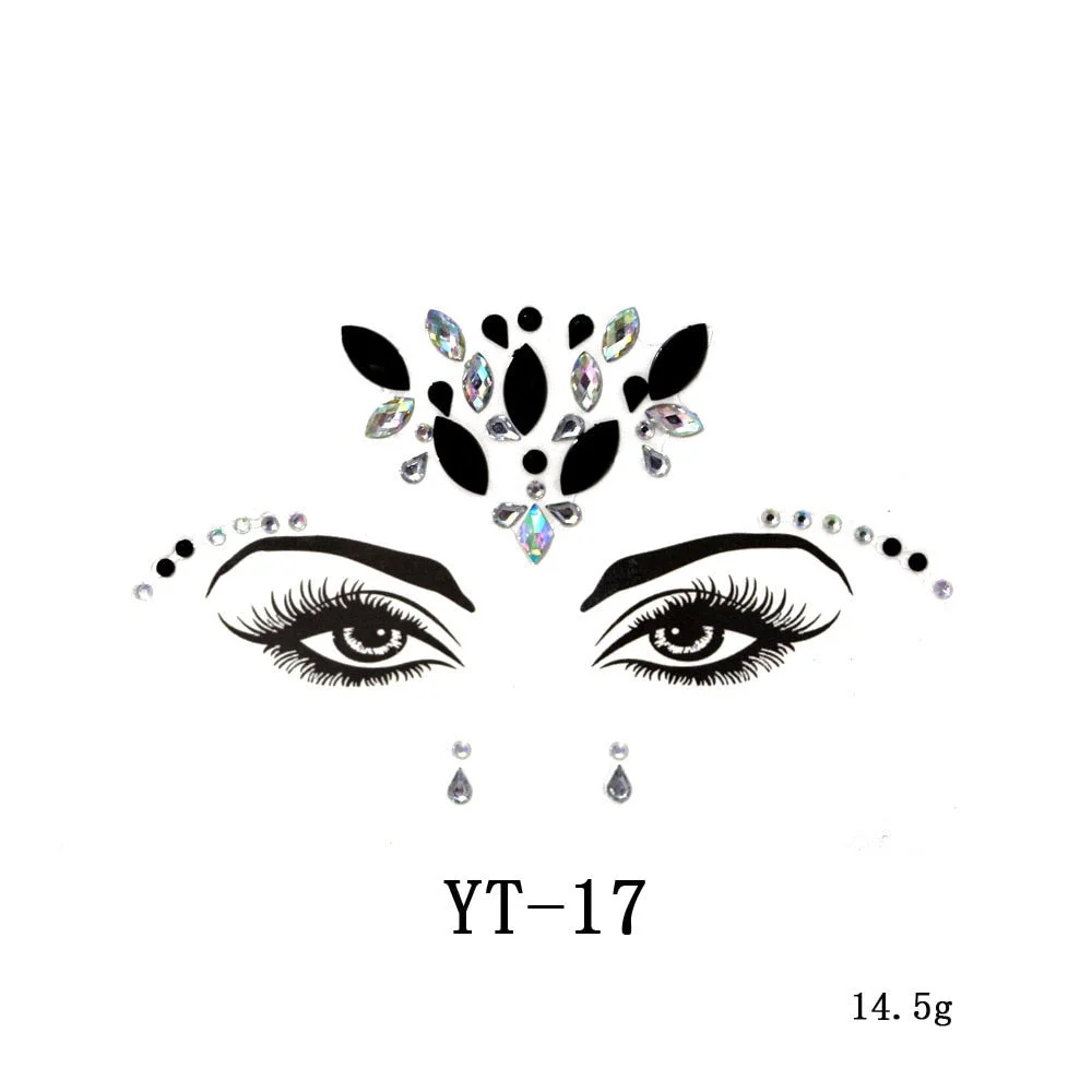 Sexy Style Rhinestone Acrylic Self-adhesive Jewelry Face Creative Tattoo Body Art Jewelry Masquerade Eyes Beauty Makeup Sticker
