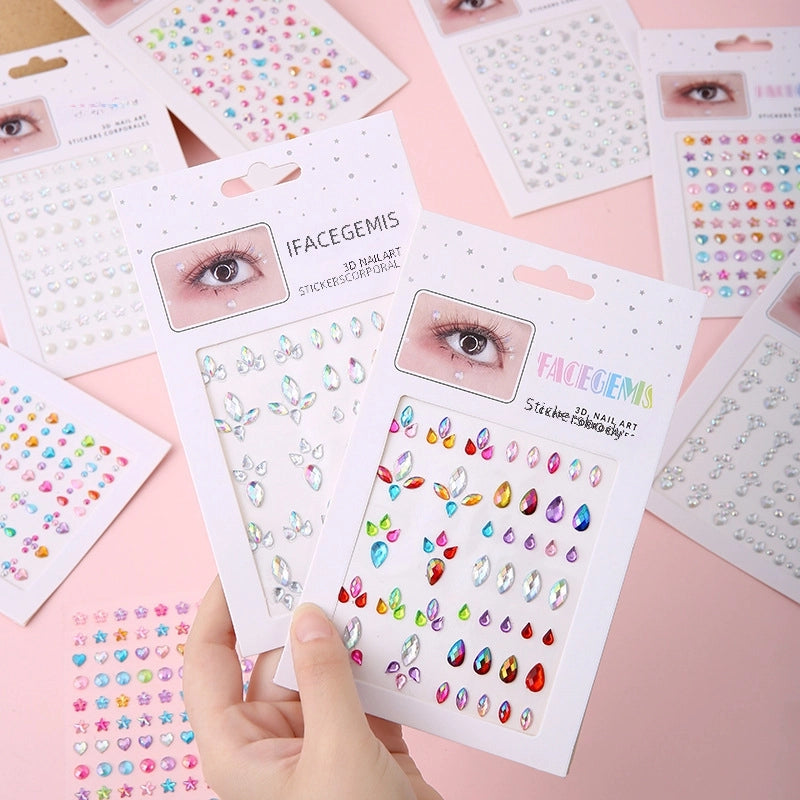 Factory Direct Face Diamond Stickers Water Drop Teardrop Face Diamond Stickers Girl Pearl Gem Diamond Stickers Stage Diamond Stickers